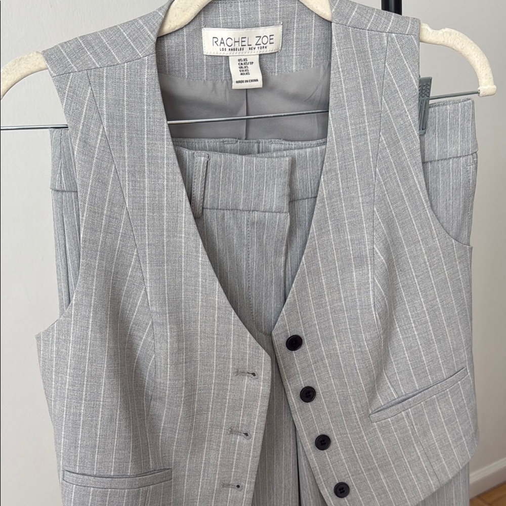 Rachel Zoe Gray Pinstripe Vest and Pants Set